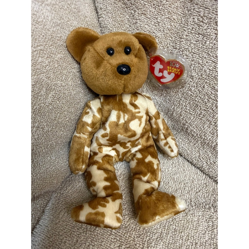 Ty Beanie Babies Hero Bear Unisex Small Brown Excellent Australia Flag Camo